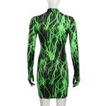 Electric Gyal Neon Dress with Glove - FORWARDLY AWKWARD