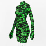 Electric Gyal Neon Dress with Glove - FORWARDLY AWKWARD